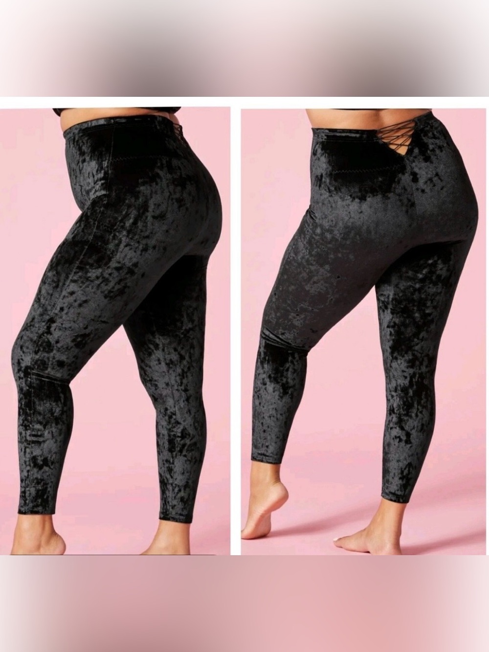 YITTY Black Crushed Velvet Leggings